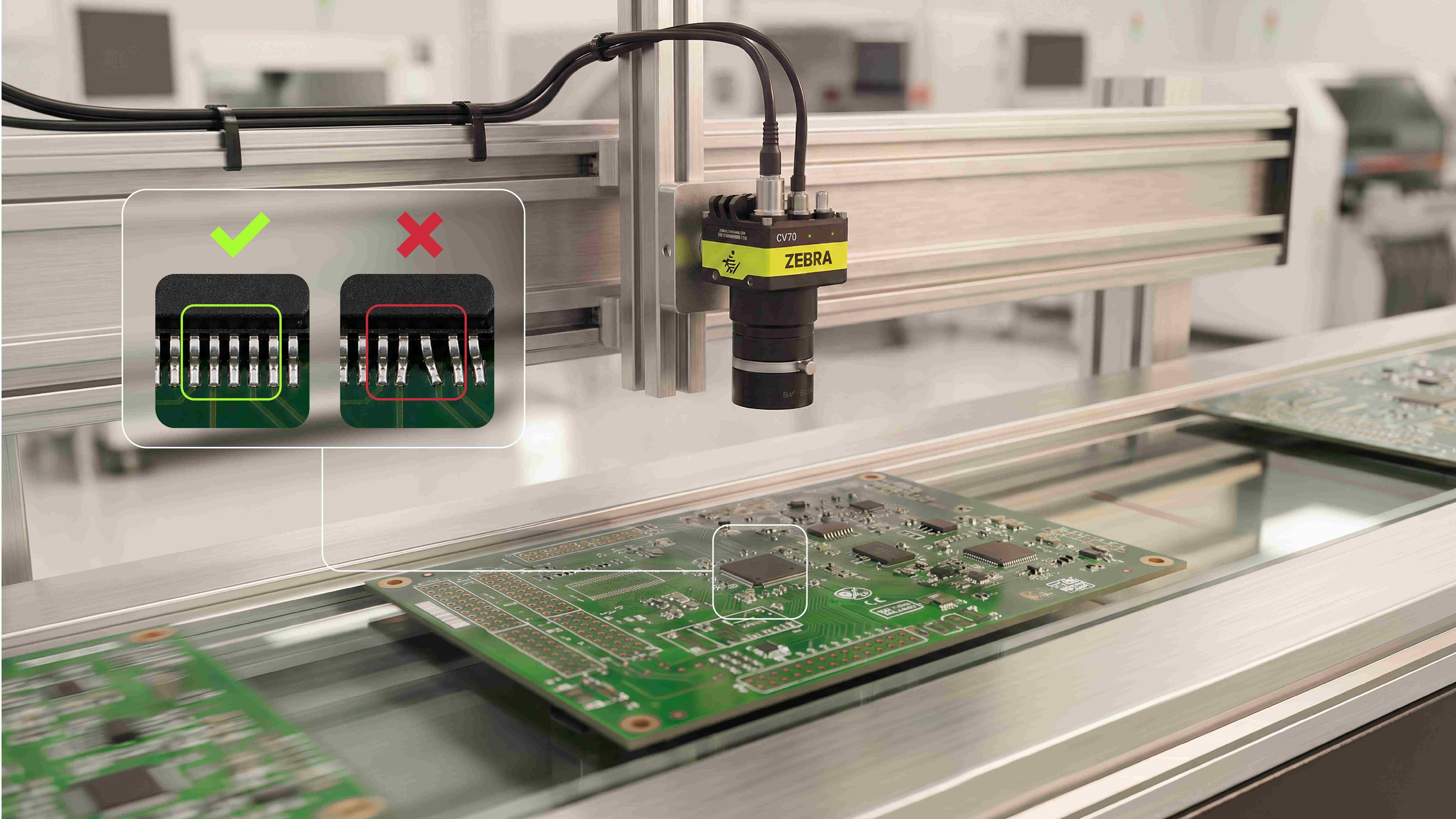 Inspección PCB de alta velocidad con Zebra CV70